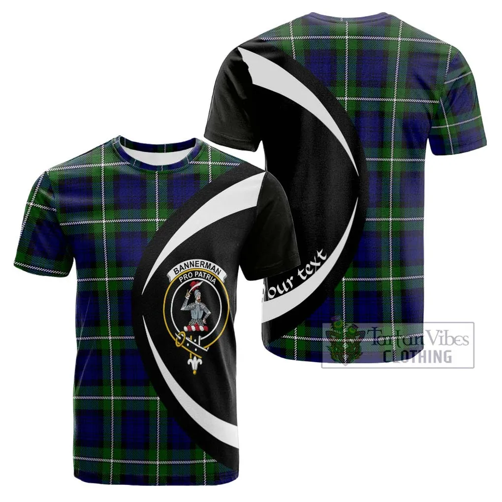 Bannerman Tartan Cotton T-shirt with Family Crest Circle Style