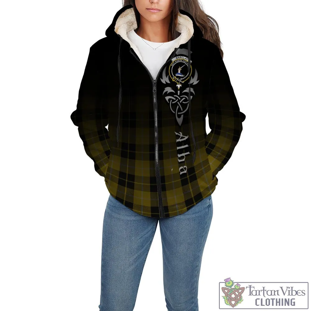 Barclay Dress Tartan Sherpa Hoodie Featuring Alba Gu Brath Family Crest Celtic Inspired