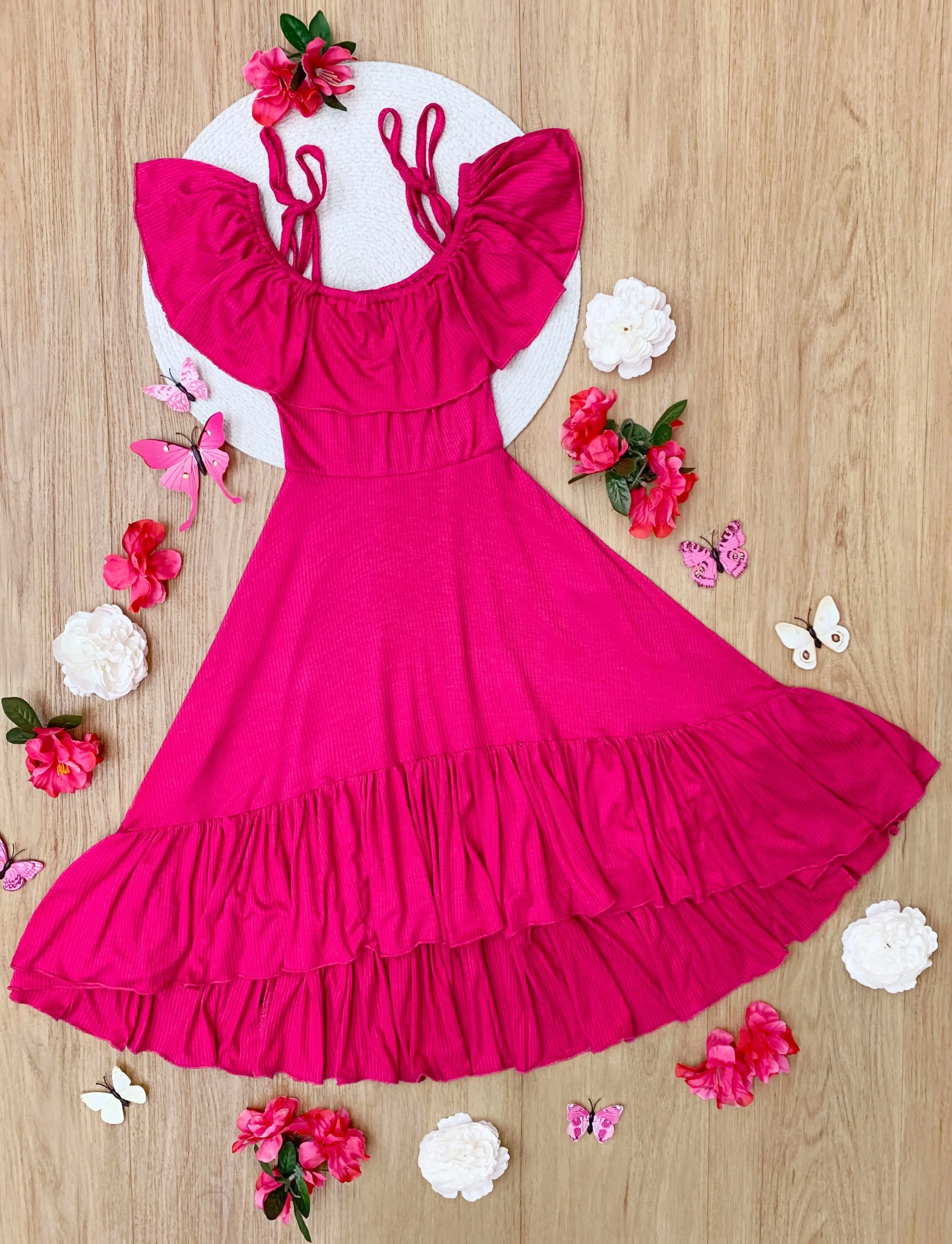 Berry Bliss Hi-Lo Ruffle Dress