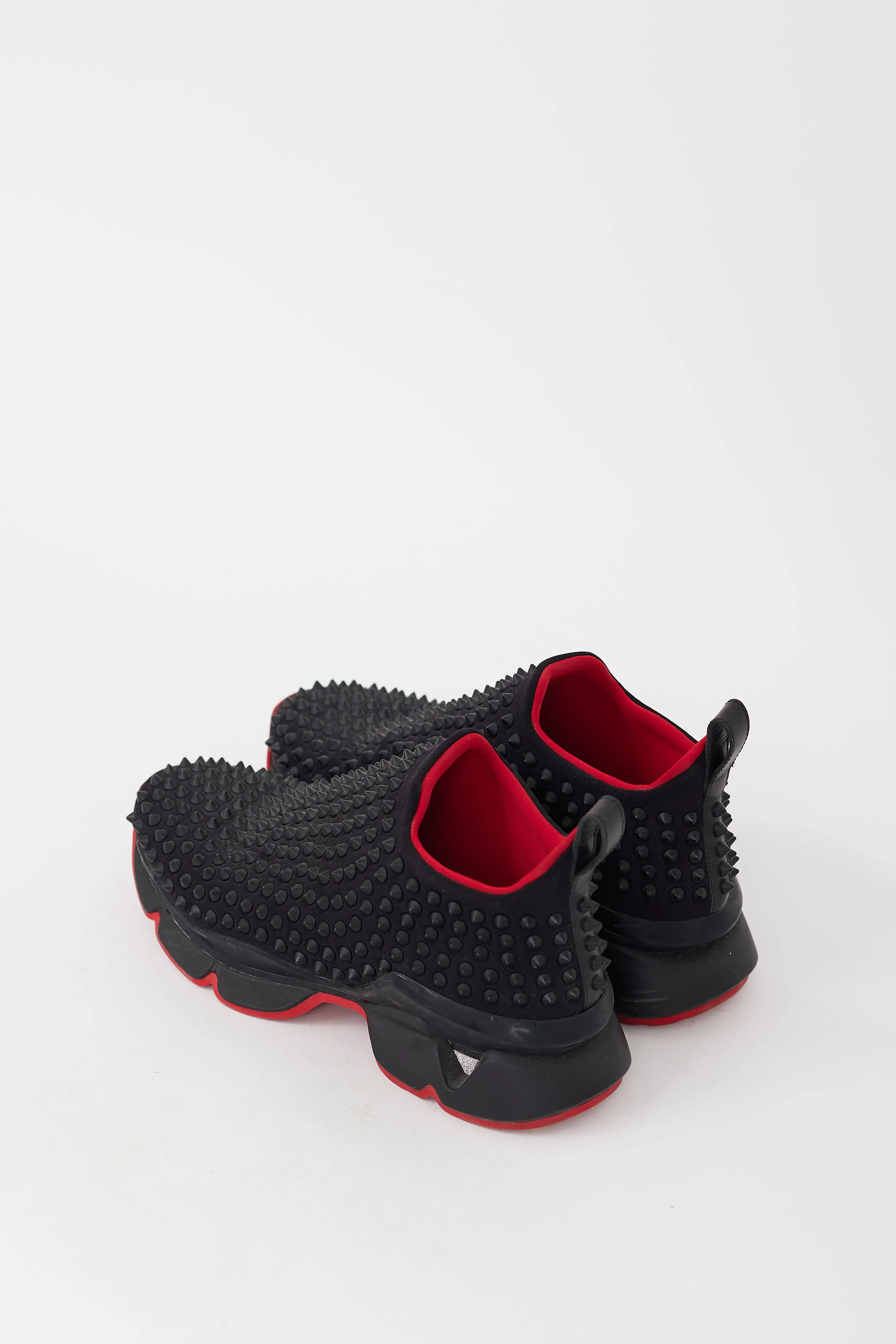 Black & Red Spike Sock Studded Sneaker