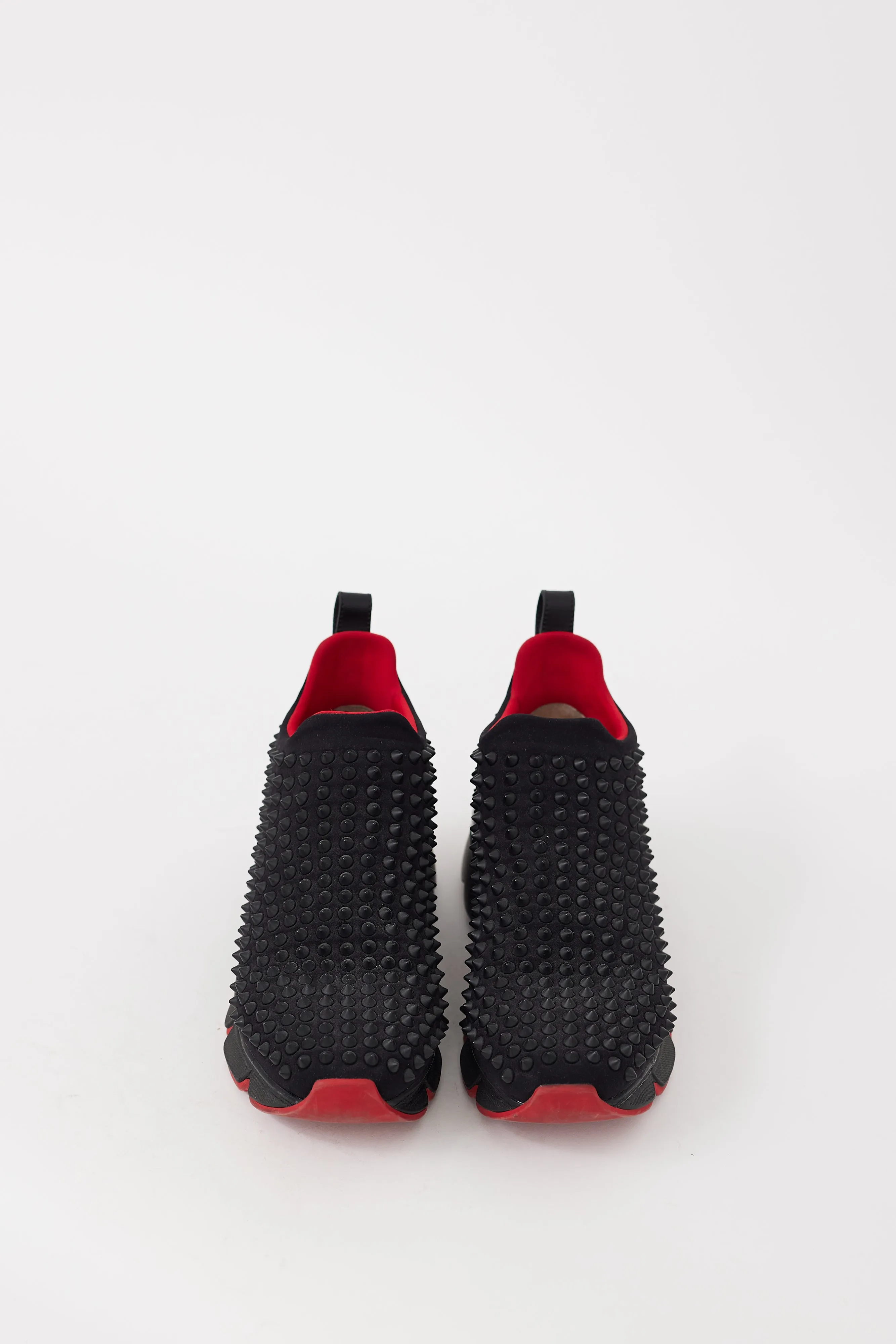 Black & Red Spike Sock Studded Sneaker