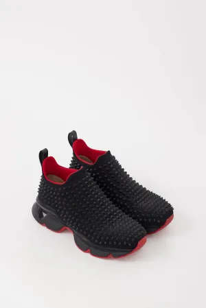 Black & Red Spike Sock Studded Sneaker