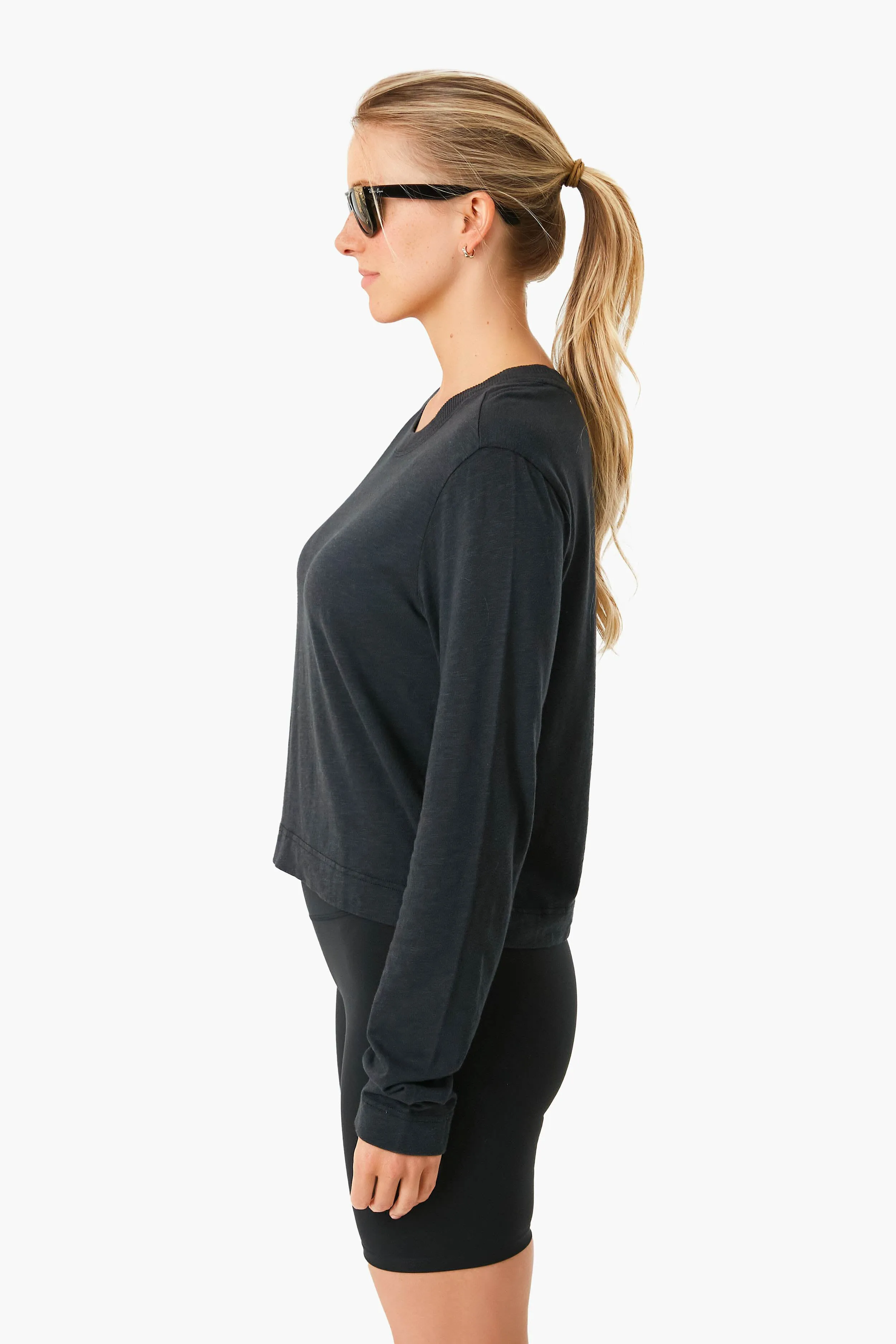 Black Lupita Crop Long Sleeve Shirt