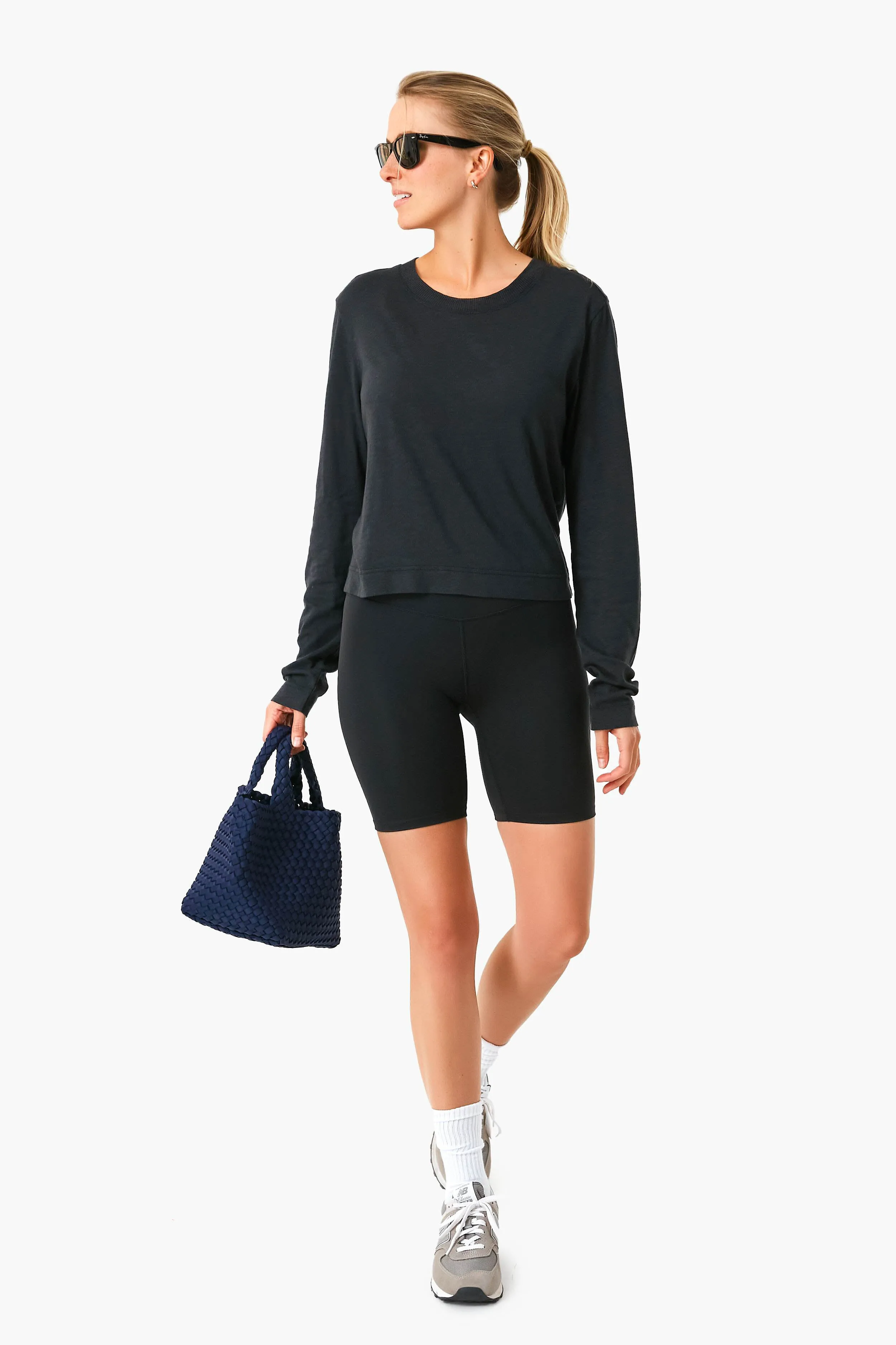 Black Lupita Crop Long Sleeve Shirt