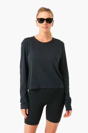 Black Lupita Crop Long Sleeve Shirt