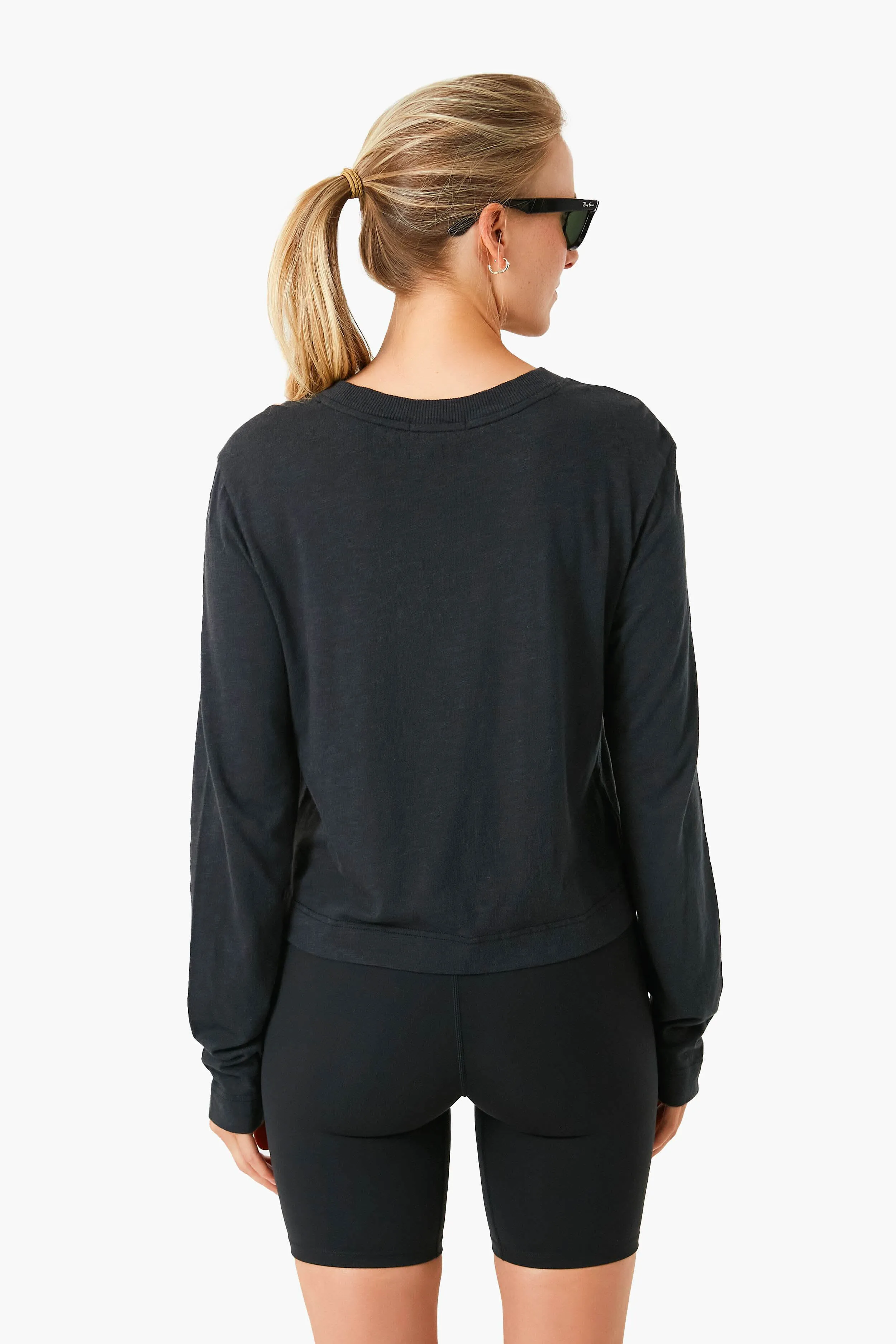 Black Lupita Crop Long Sleeve Shirt