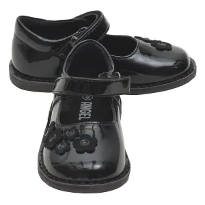 Black Patent Floral Mary Jane Fall Shoes, Sizes Baby Girls 4-Little Girls 12