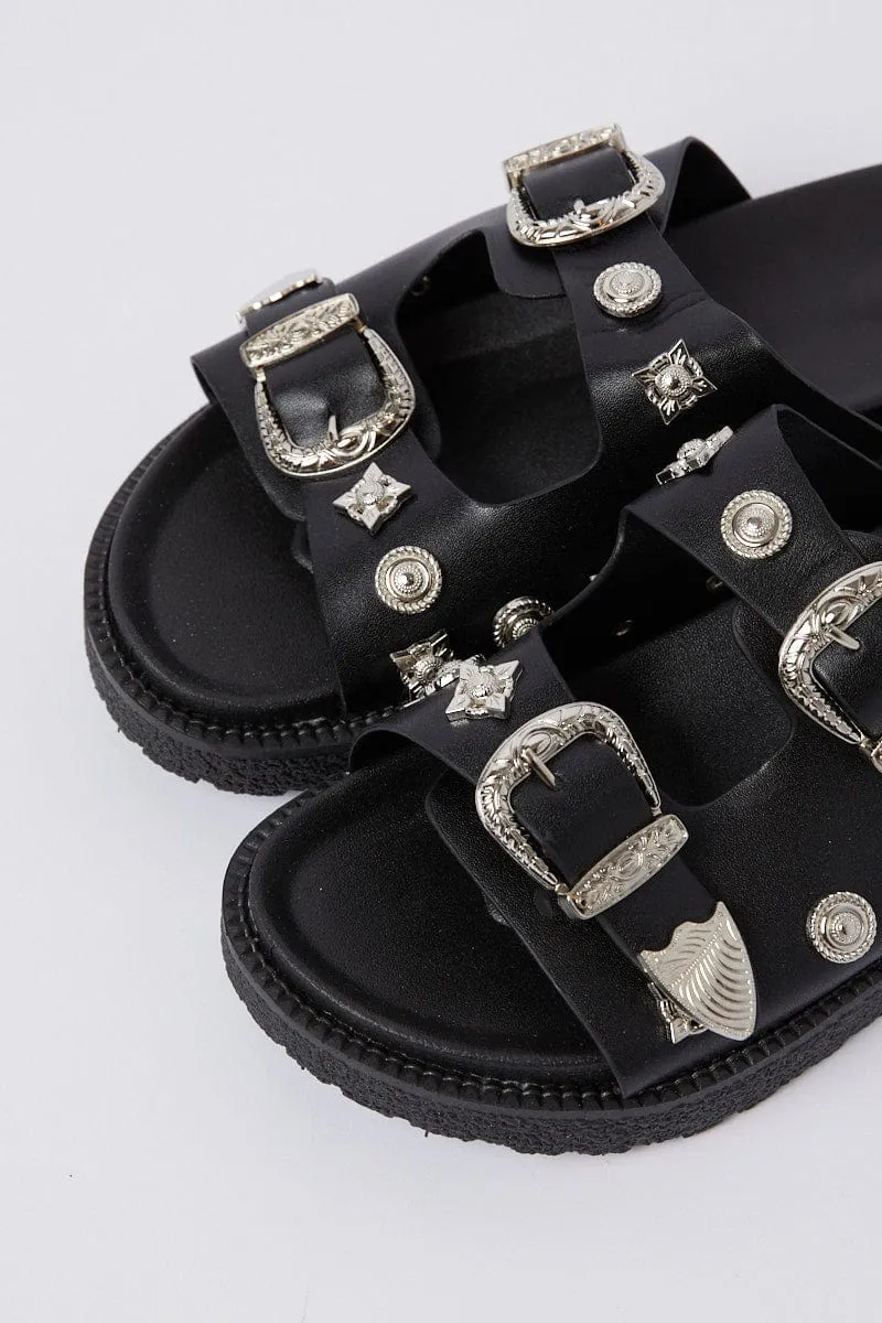 Black Studded Sandals