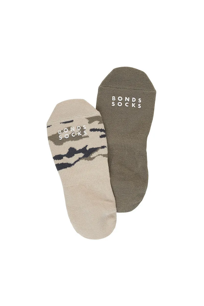 Bonds Mens Originals Sneaker Footlet 2 Pack - Camo/Macadamia/Wilding