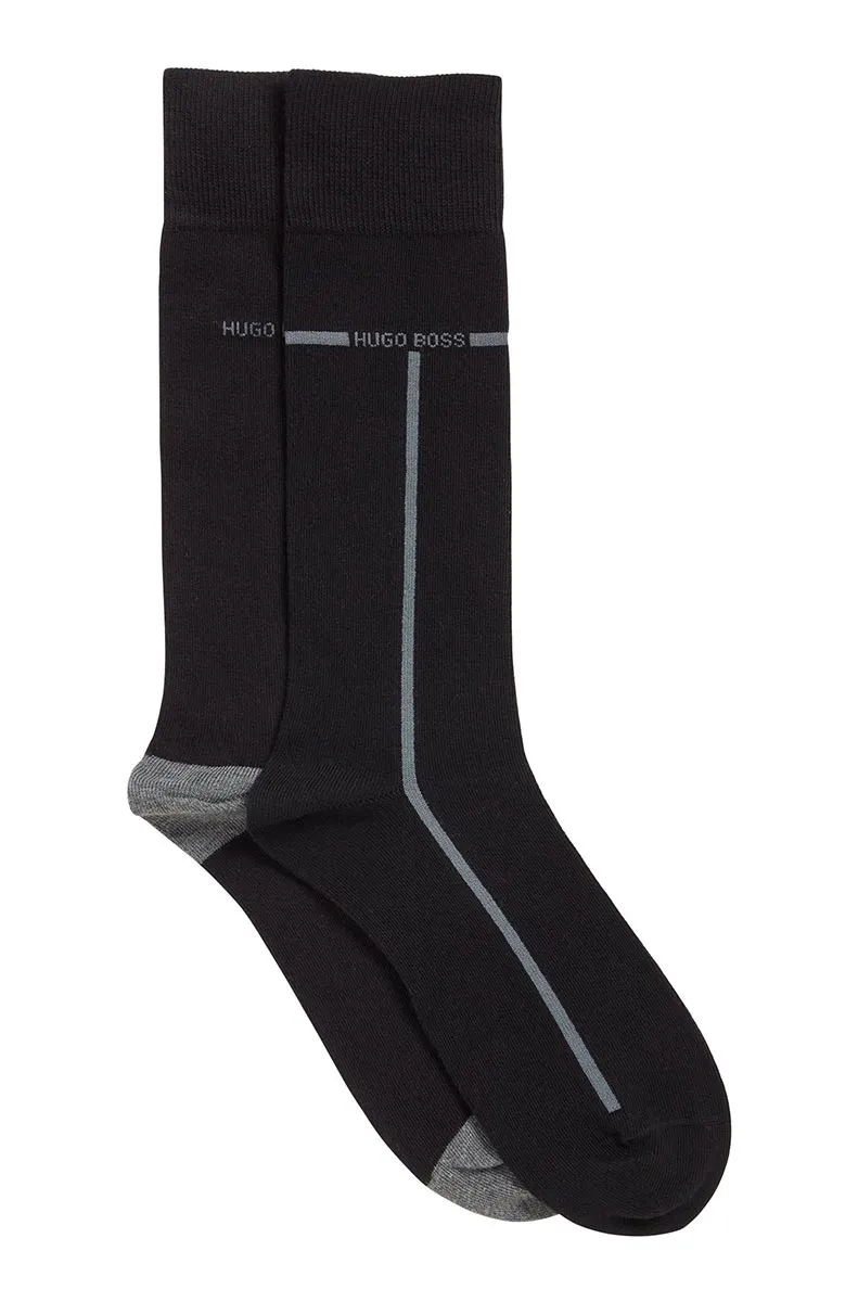 BOSS 2 Pack RS Logo Stripe Sock in Black