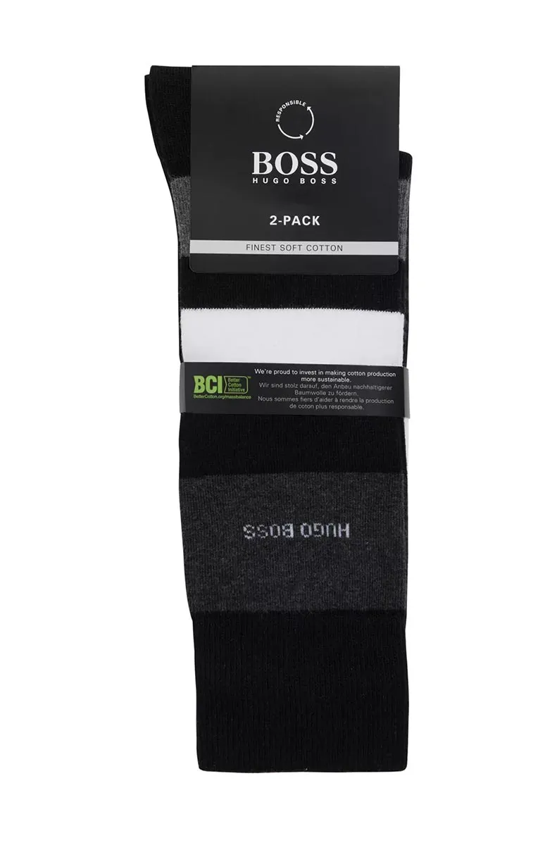 BOSS 2 Pack RS Stripe CC Sock in Black