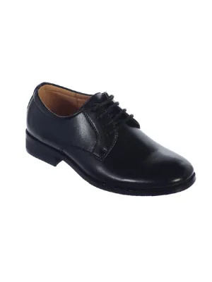 Boys Black Matte Leather Lace Up Dress Shoes 11-3 Kids