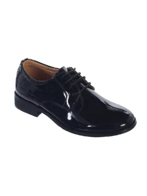 Boys Black Shiny Leather Lace Up Dress Shoes 11-3 Kids