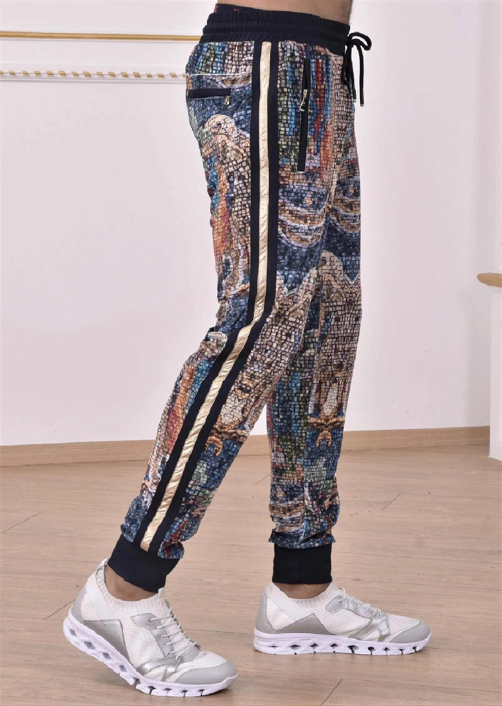 Brown Mosaic Velvet 2-pcs Tracksuit