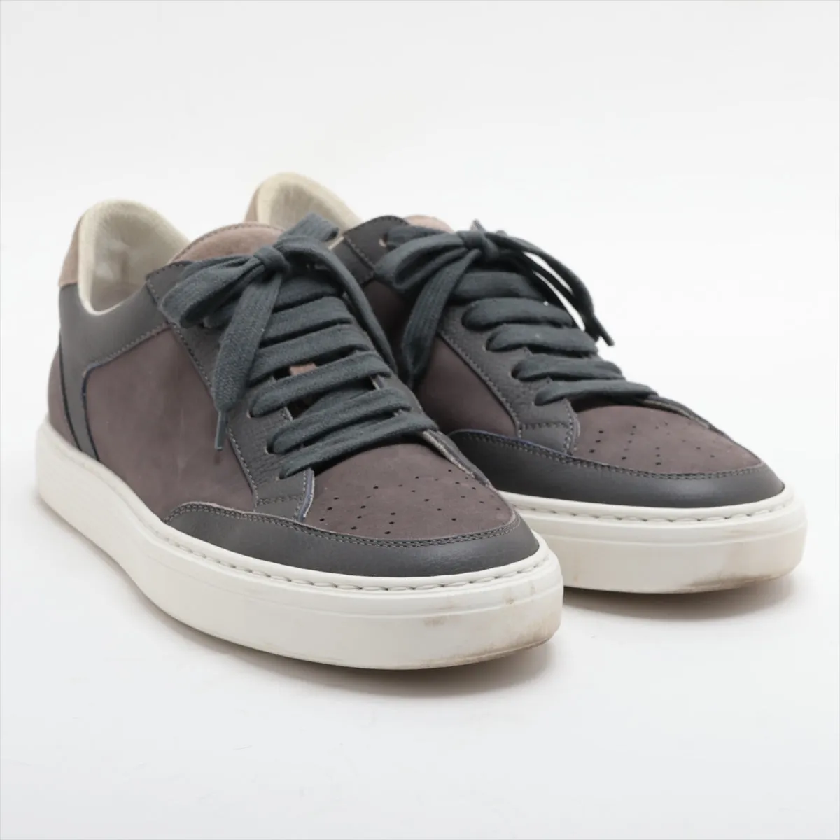 Brunello Cucinelli Leather Suede Sneaker Brown x Gray