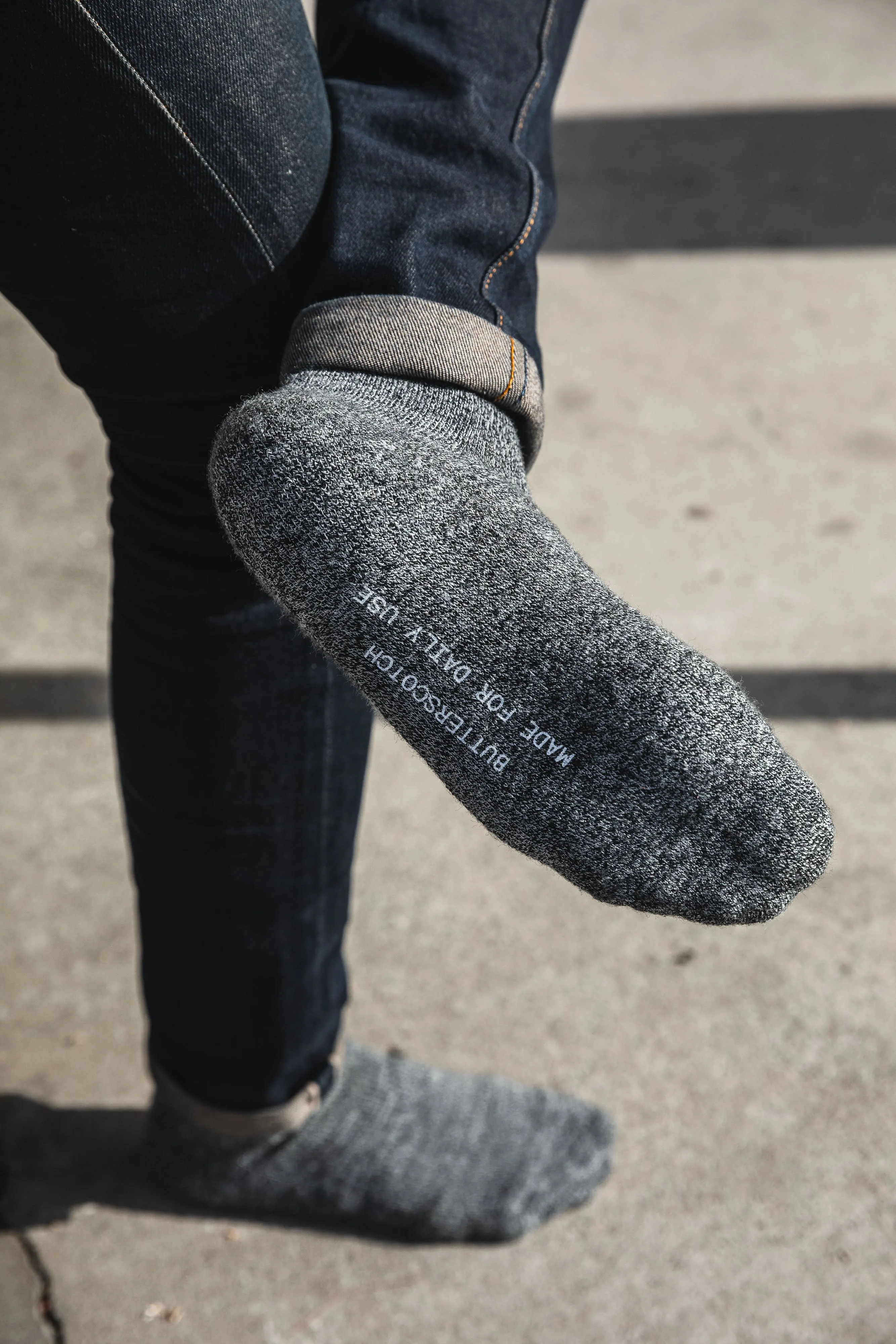 ButterScotch - Japanese Wool Socks - Salt & Paper Grey