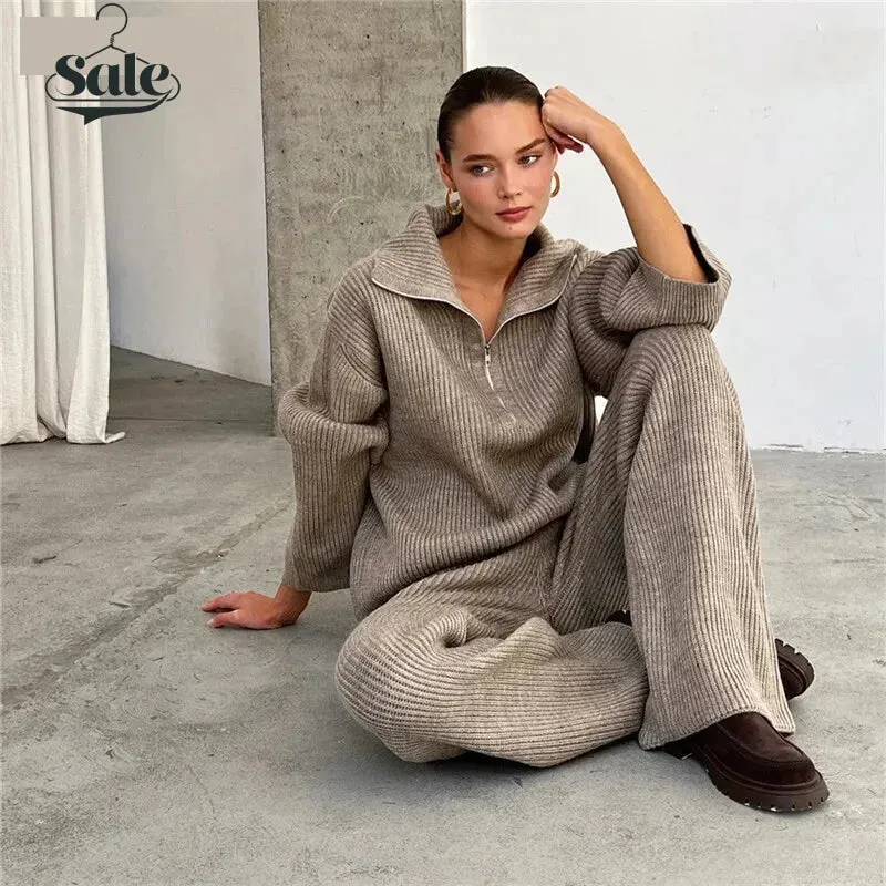 Casual Oversize Rib Knit Matching Set Outfit – Inspiring Confidence