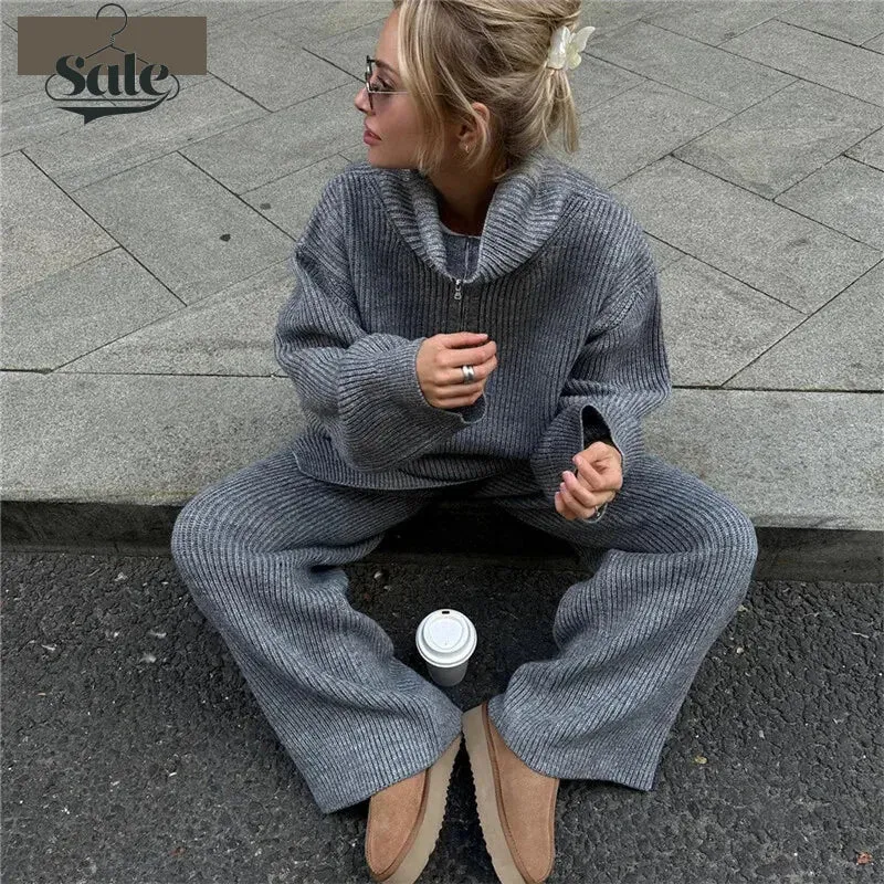 Casual Oversize Rib Knit Matching Set Outfit – Inspiring Confidence