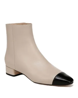 Cecile Cap Toe Bootie in Ecru and Black