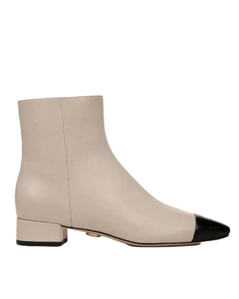 Cecile Cap Toe Bootie in Ecru and Black