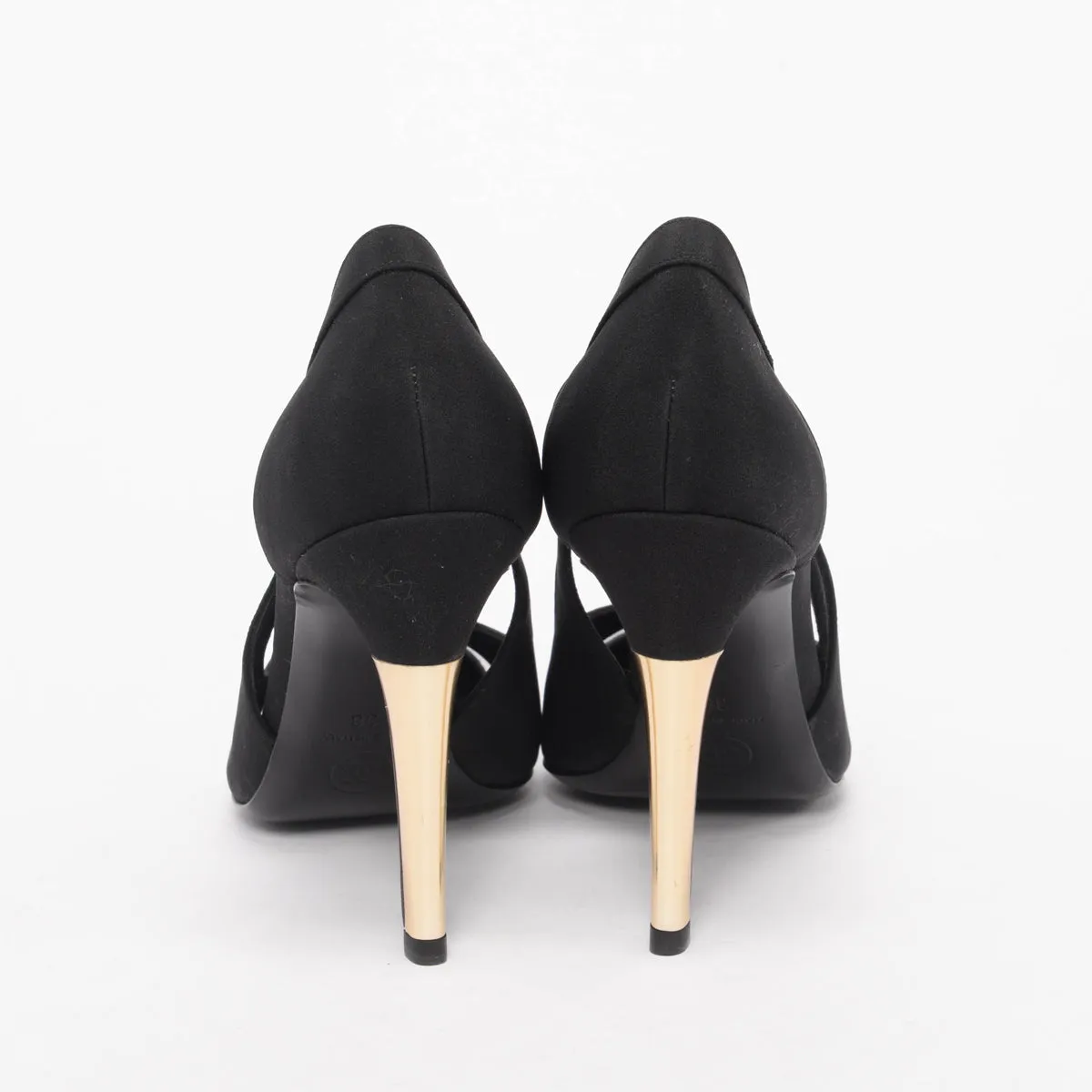 Chanel Black Crepe & Grosgrain CC Cap Toe Pumps 38