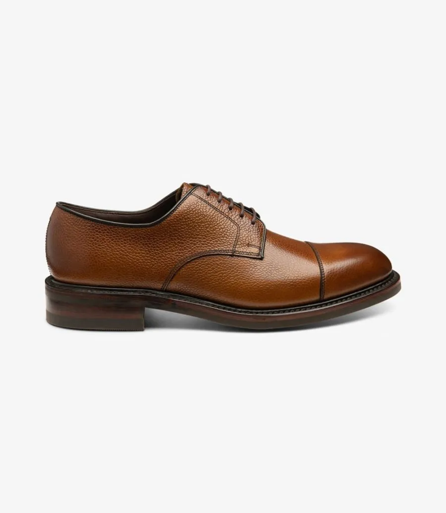 Chestnut Ampleforth Grain Leather Cap Toe Derby Shoes