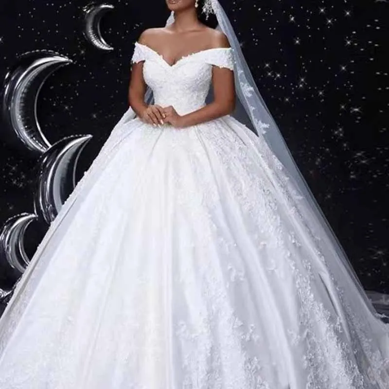 Cinderella V-Neck Off The Shoulder Wedding Dresses Bridal Dress