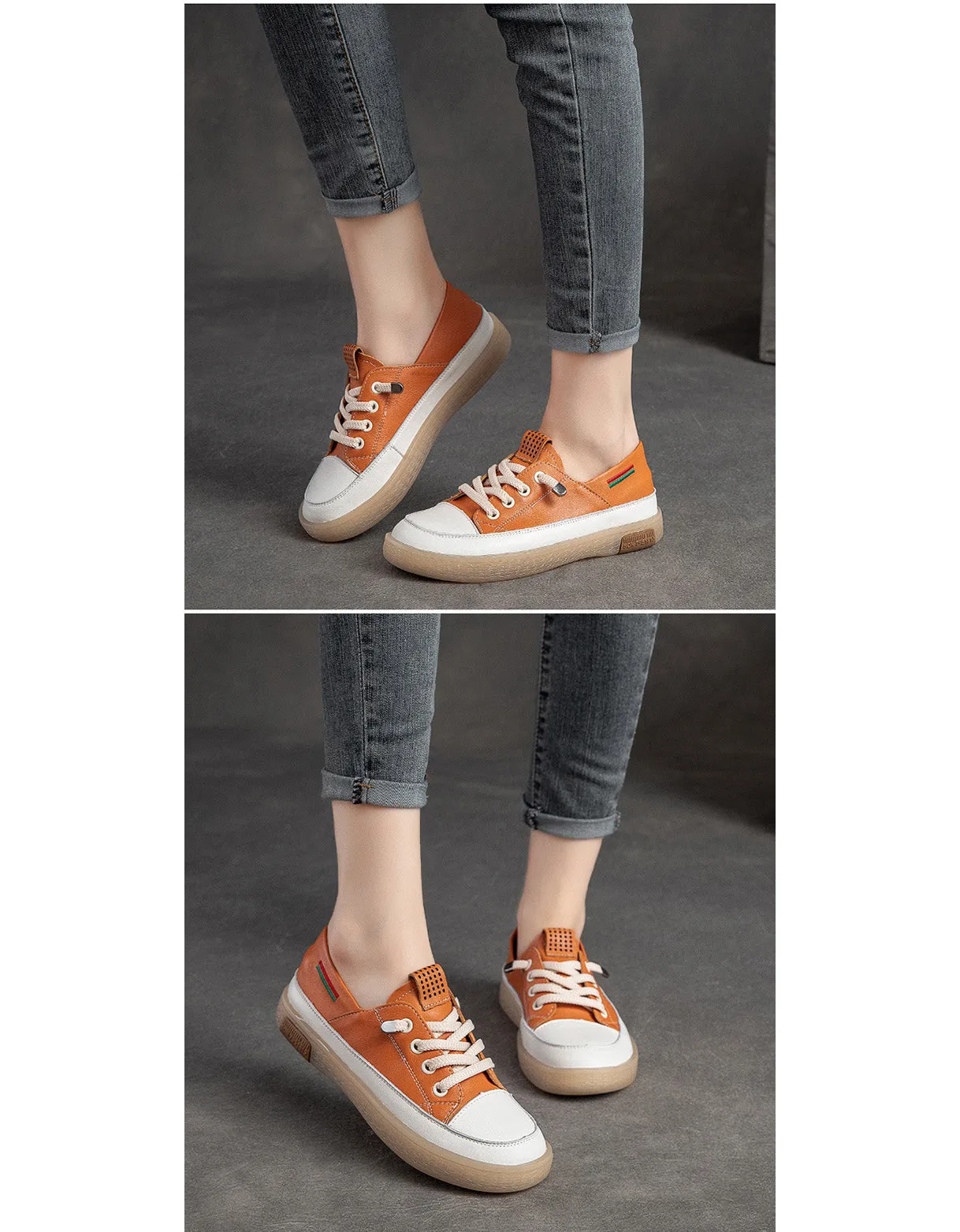 Comfortable Lace up Casual Leather Sneakers