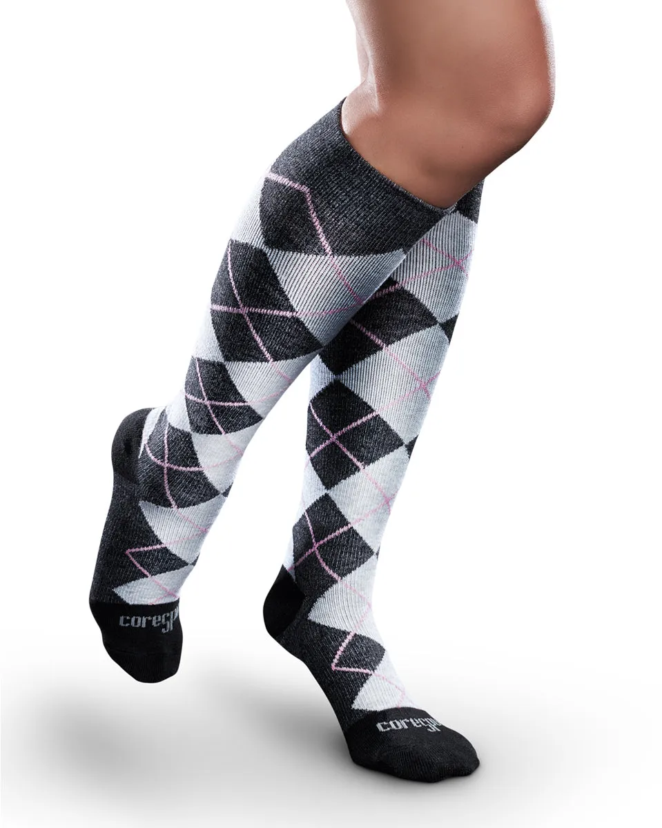 Core-Spun by Therafirm Patterned Argyle Socks for Men & Women 10-15mmHg