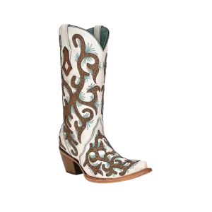 Corral Women's White Overlay Embroidered Studded Boots