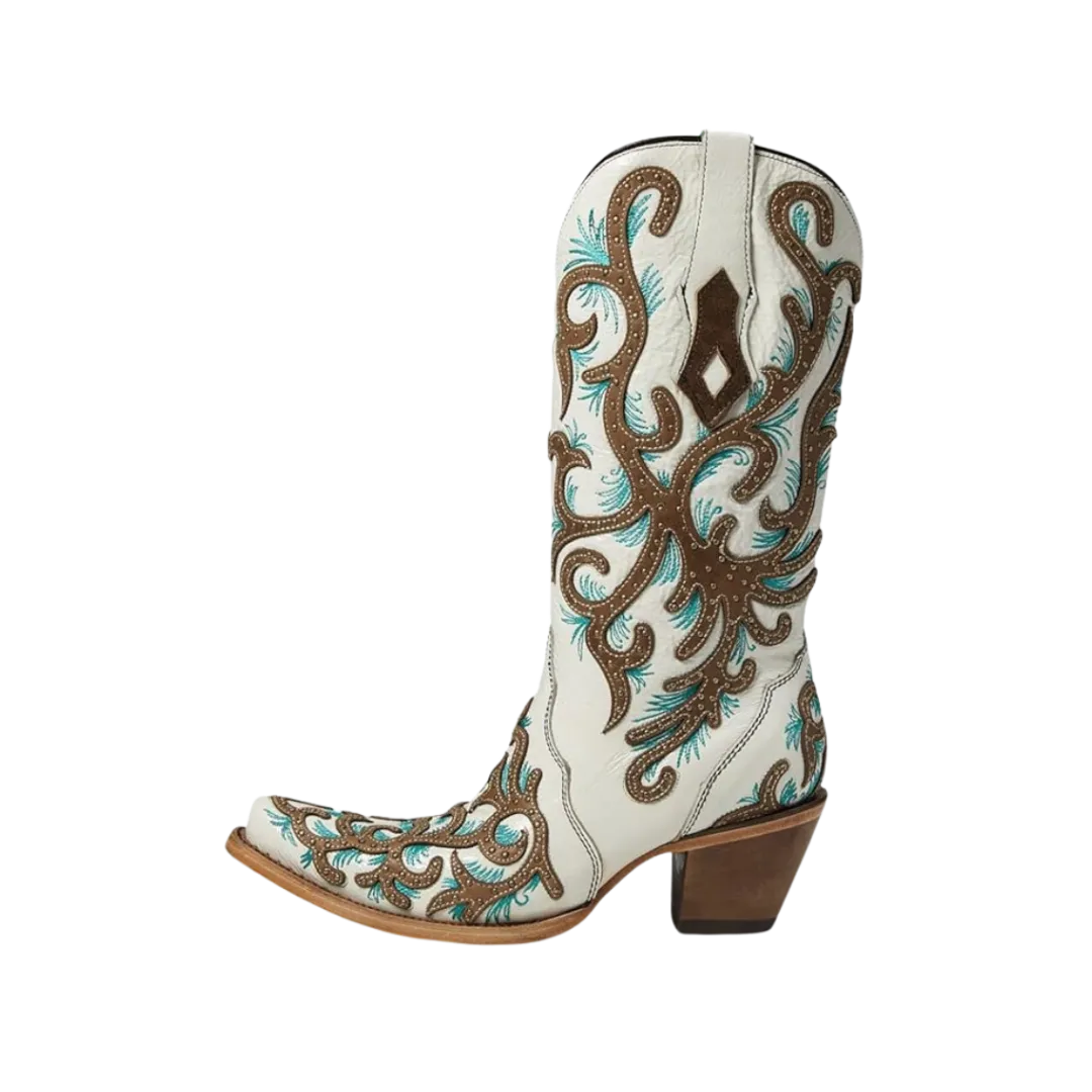 Corral Women's White Overlay Embroidered Studded Boots