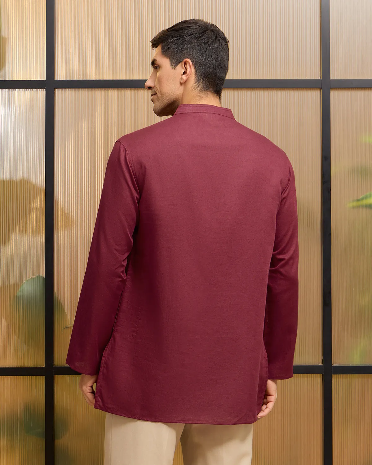 Crimson Linen Kurta