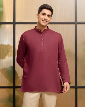 Crimson Linen Kurta