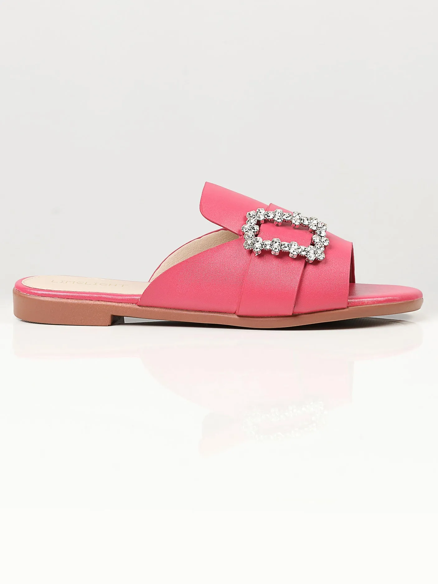 Crystal Buckle Flats - Shocking Pink