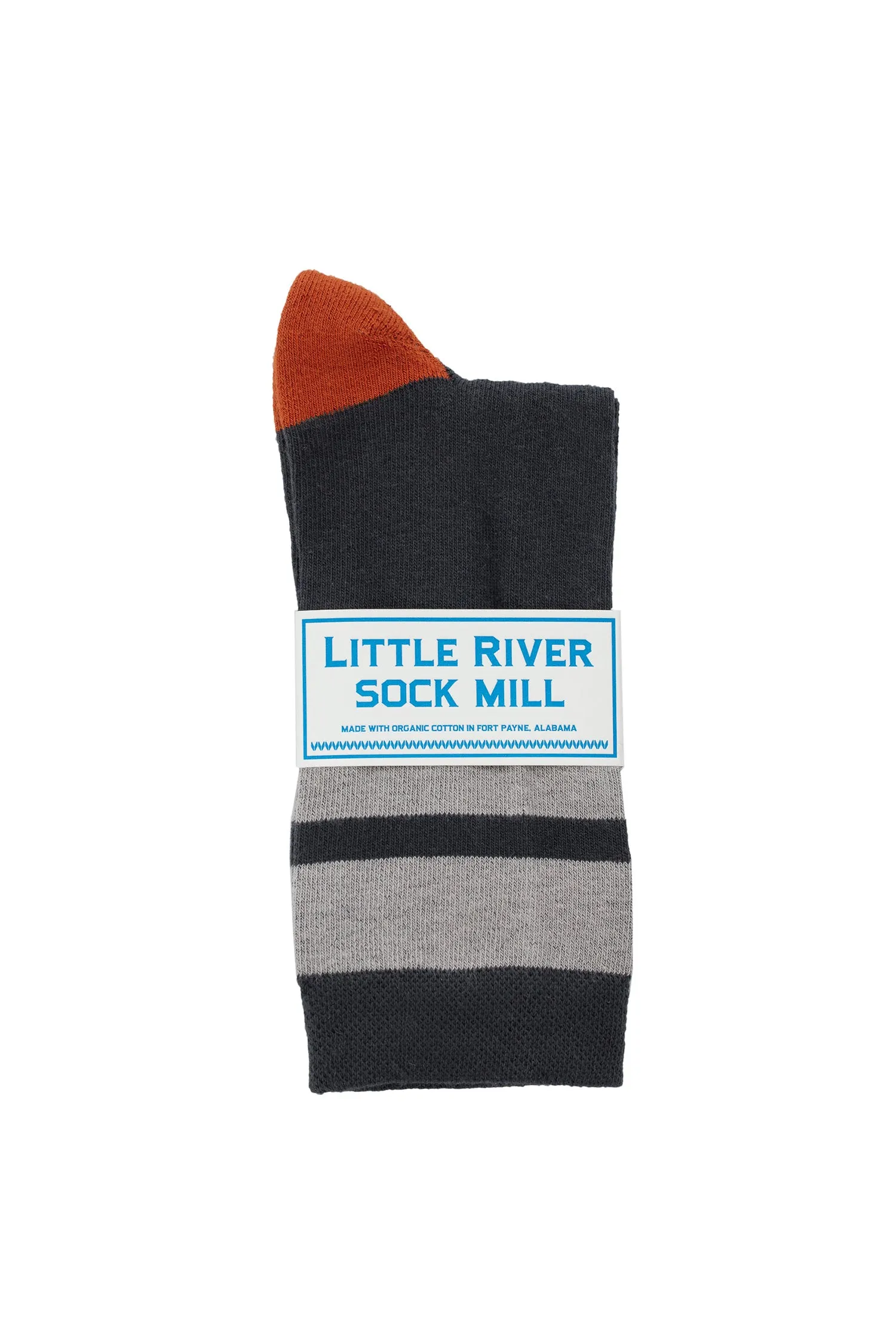 CUSHIONED STRIPED CREW SOCK BY LITTLE RIVER SOCK MILL