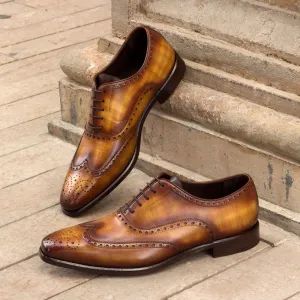 DapperFam Aeron in Cognac / Brown Men's Hand-Painted Patina Full Brogue