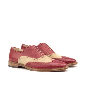 DapperFam Aeron in Red / Taupe Men's Italian Suede & Italian Pebble Grain Leather Full Brogue