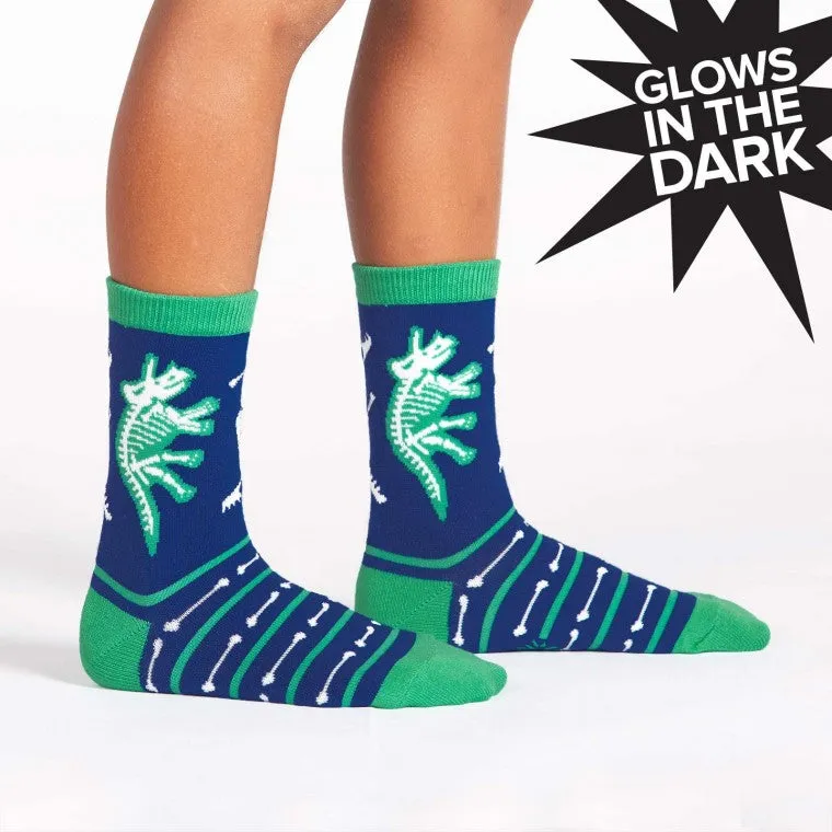 Dinosaur Bones Glow in The Dark Kids Crew Sock