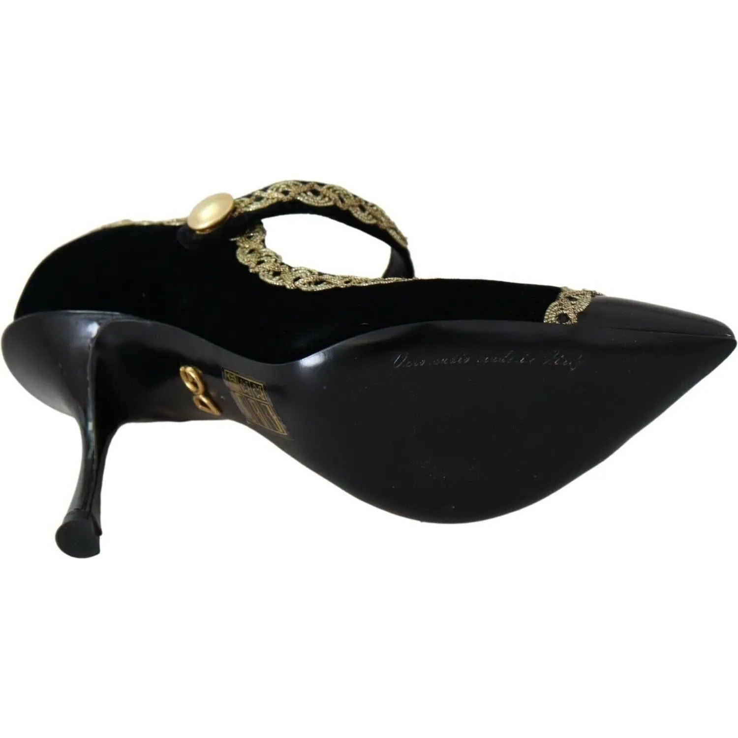 Dolce & Gabbana Elegant Gold-Embroidered Black Velvet Pumps