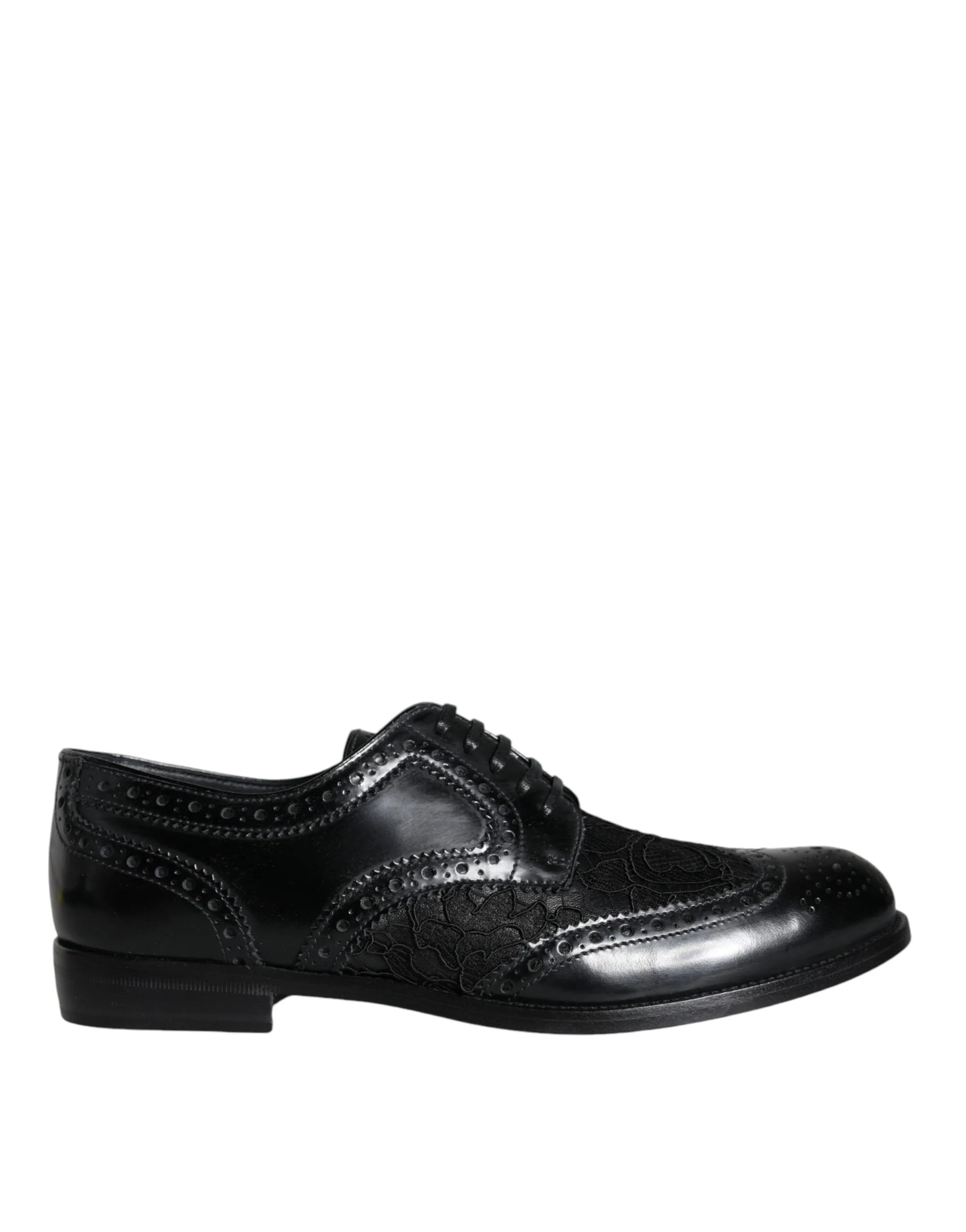 Dolce & Gabbana Leather Floral Detail Formal Shoes