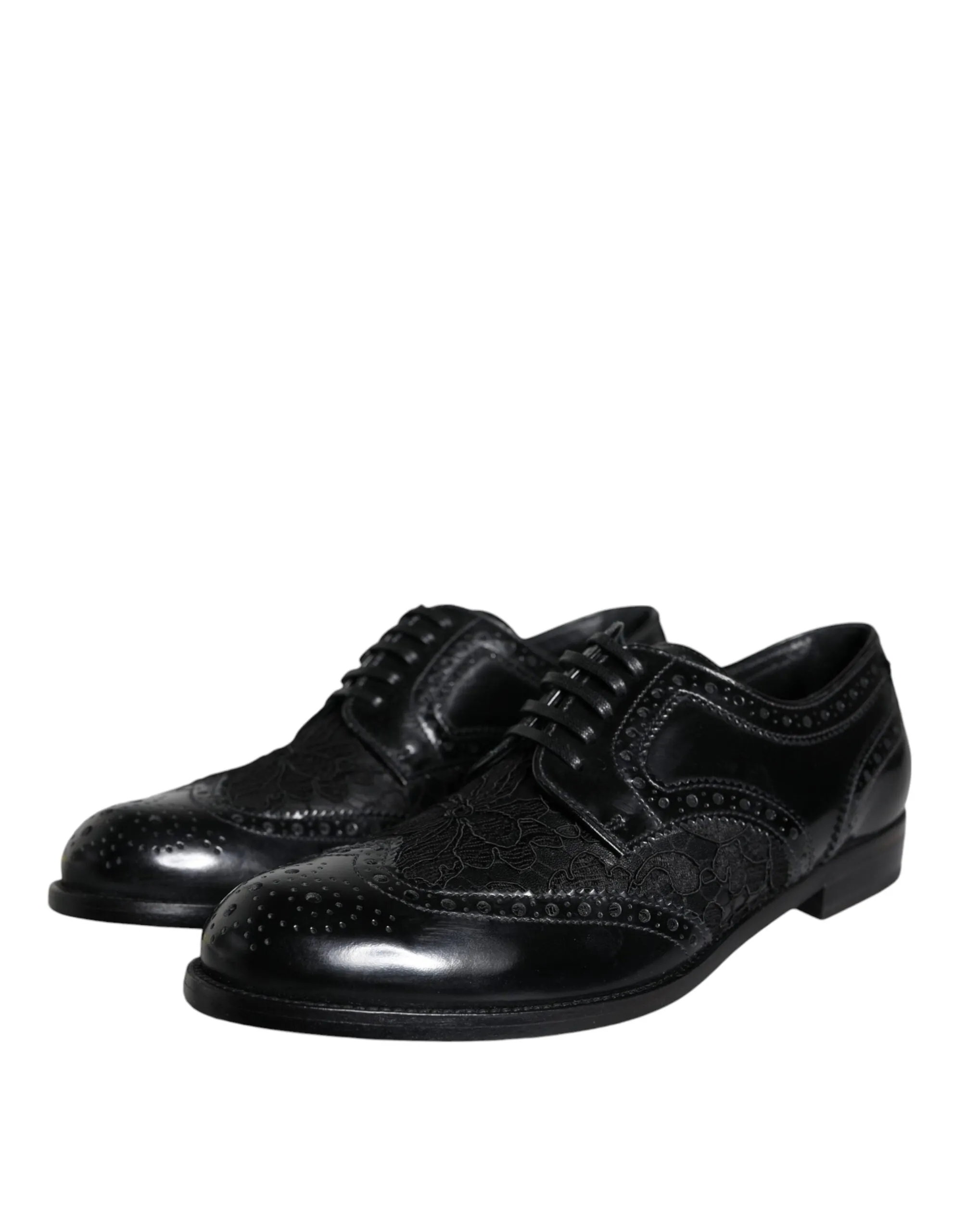 Dolce & Gabbana Leather Floral Detail Formal Shoes