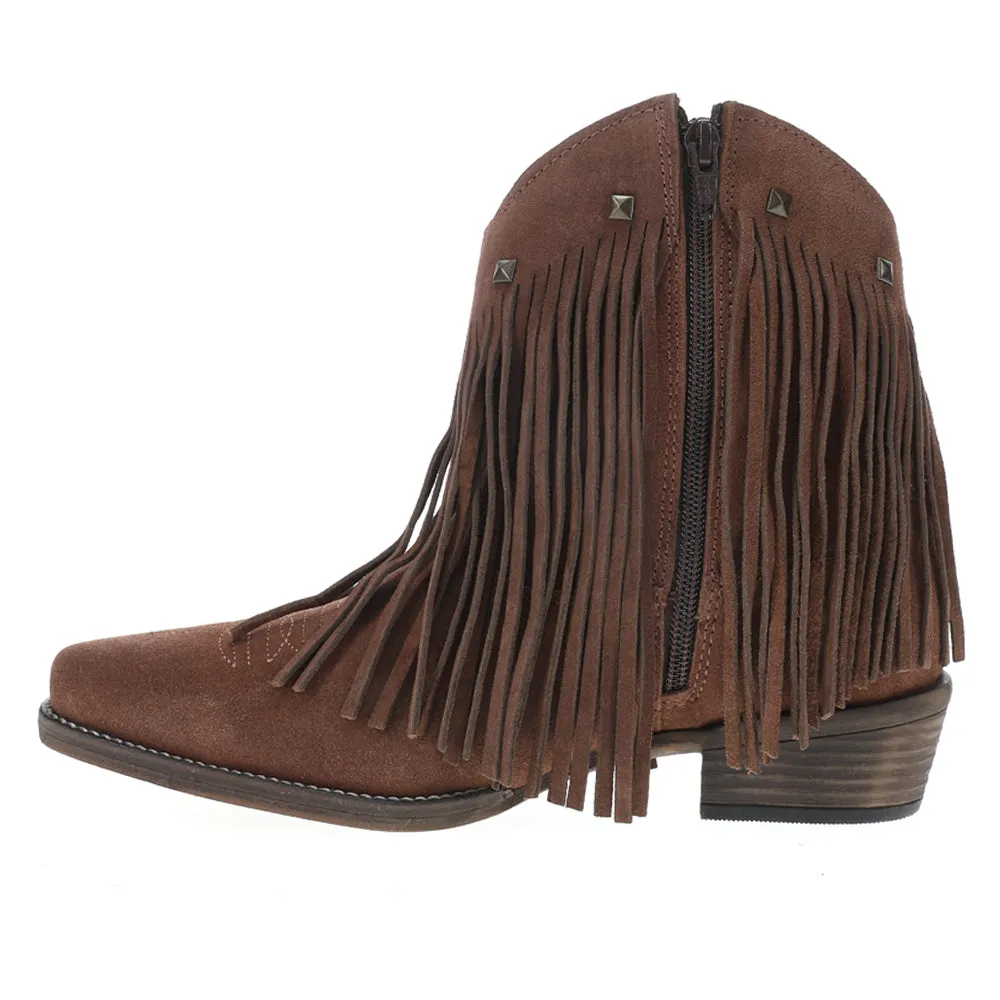 Dusty Fringe Studded Snip Toe Cowboy Booties