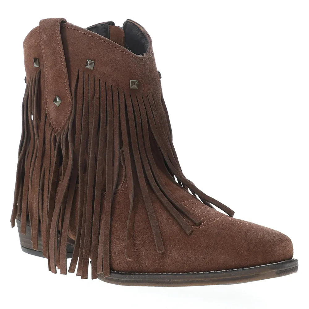 Dusty Fringe Studded Snip Toe Cowboy Booties