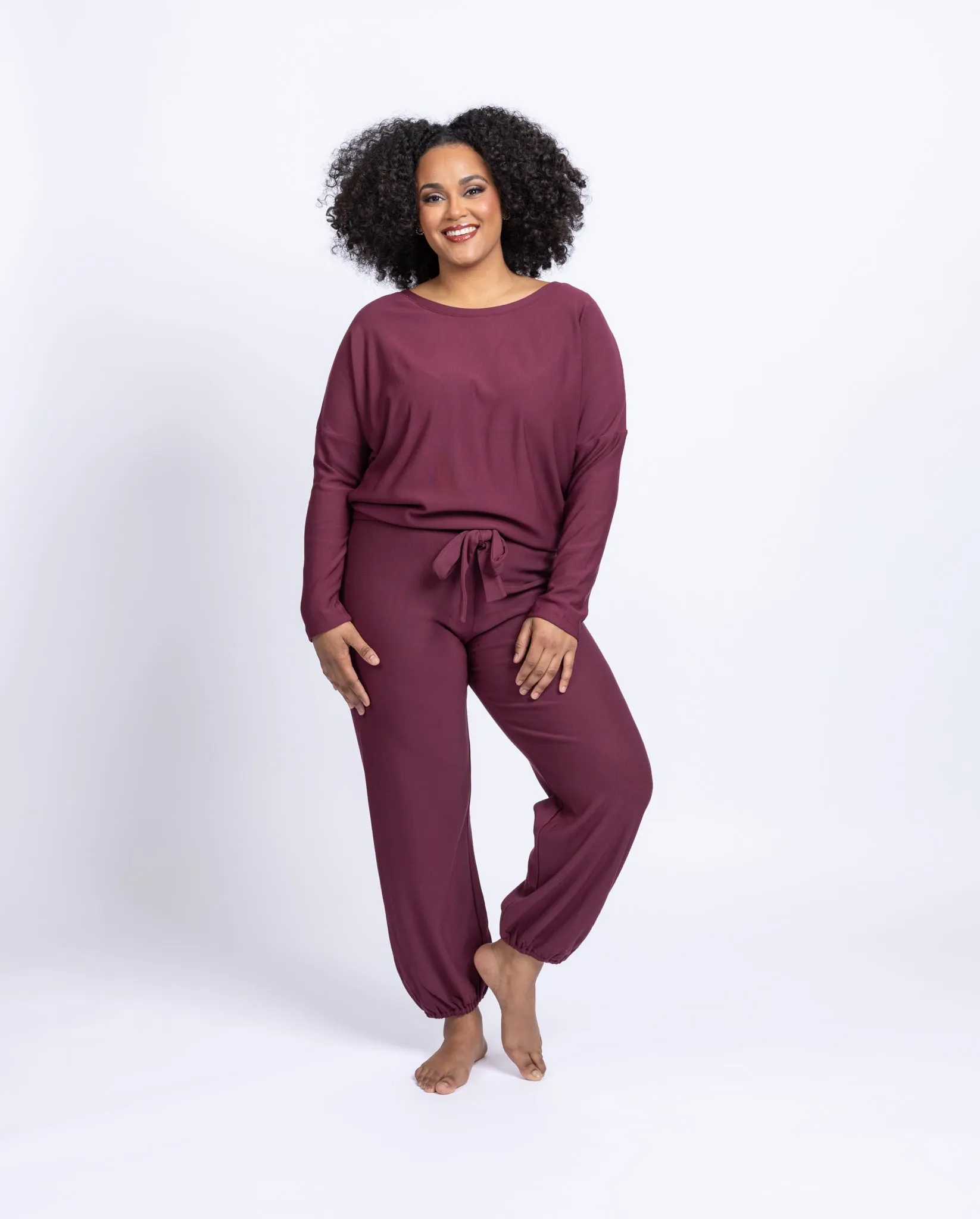 Eberjey Softest Sweats Plush Pants in Mulberry