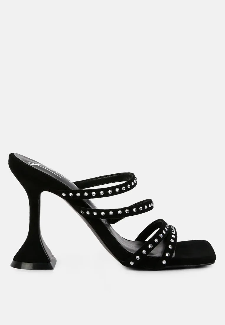 Face Me Studded Spool Heel Multi Strap Sandals