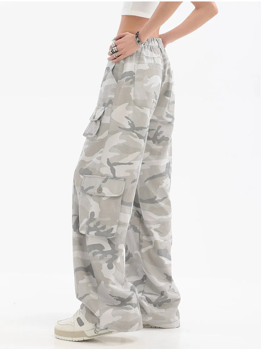 Faded Camo Cargo Pants with Pockets