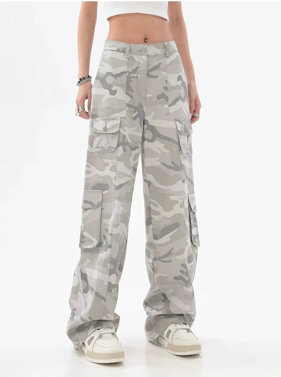 Faded Camo Cargo Pants with Pockets