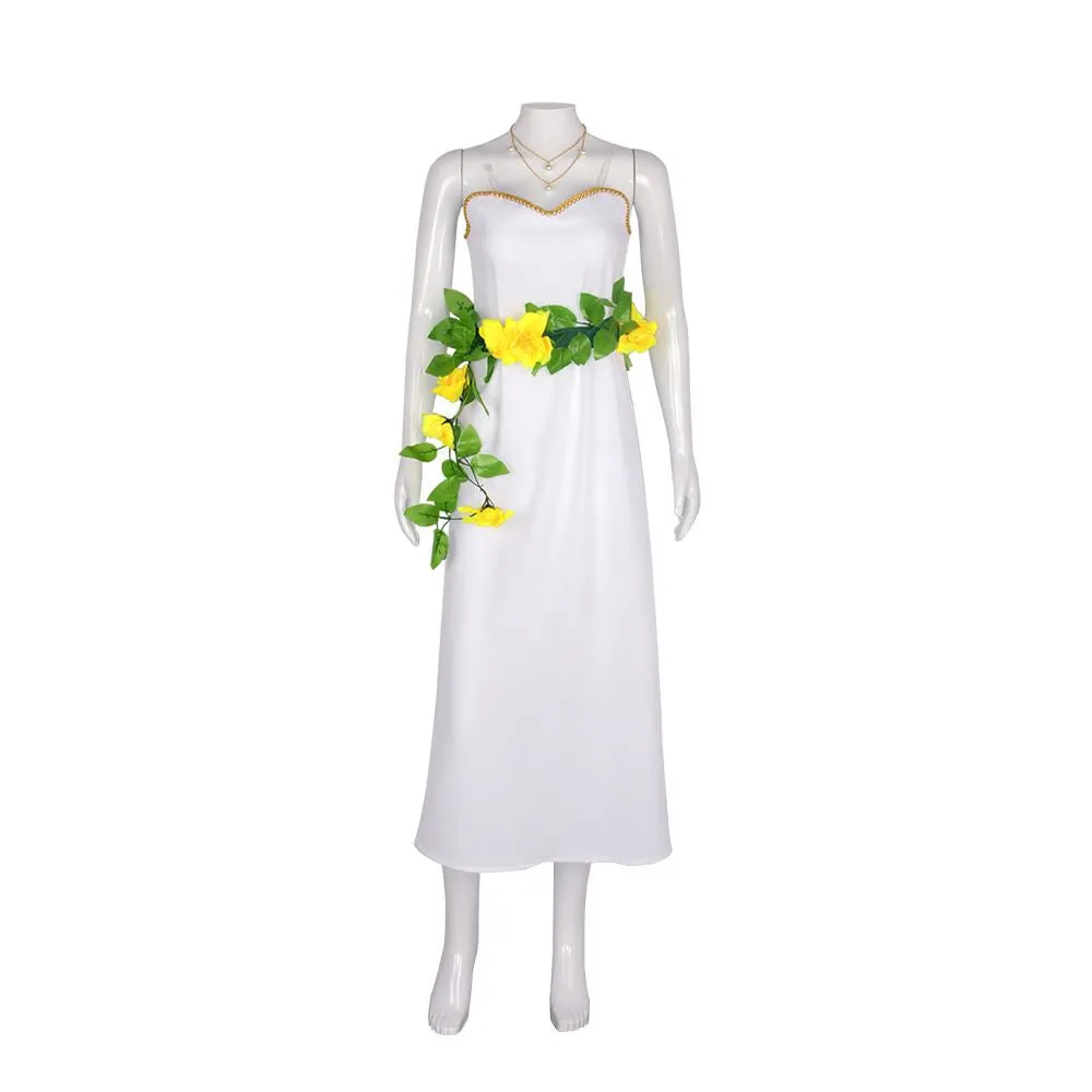 Final Fantasy VII FF7 Aerith Gainsborough White Dress Cosplay Costume