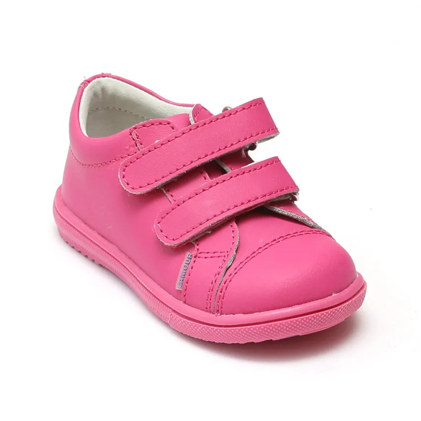 FINAL SALE - L'Amour Girls Double Velcro Leather Sneaker