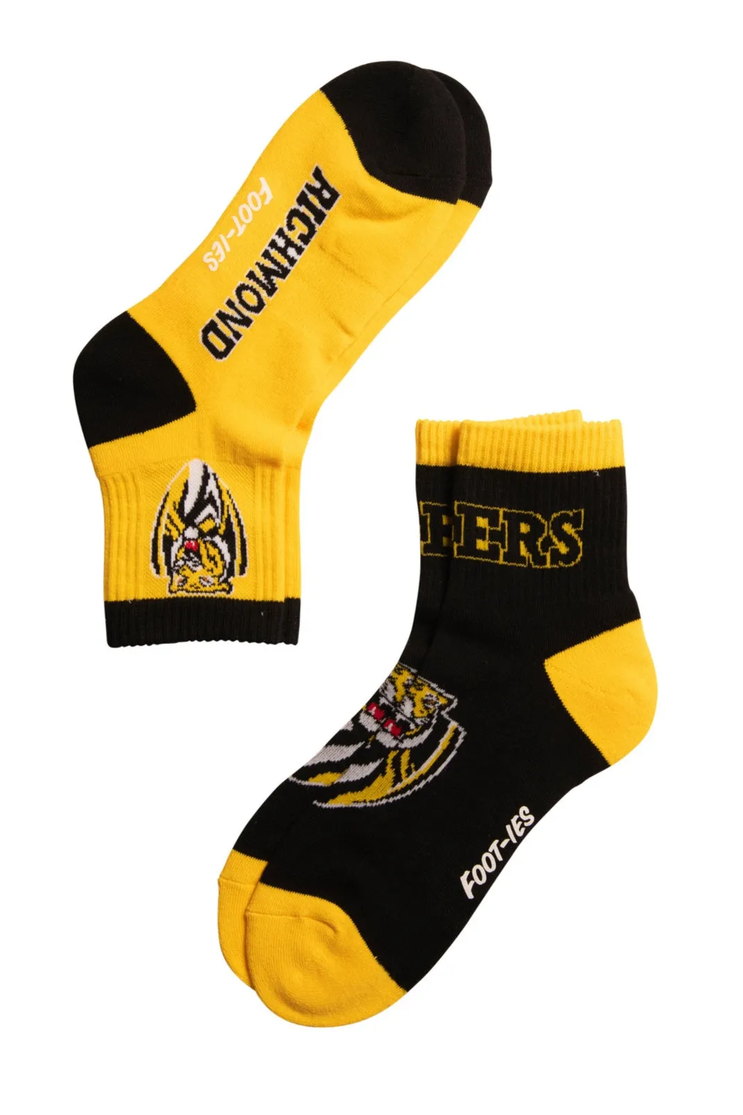 FOOT-IES Richmond Tigers AFL Banner 1/4 Socks- 2 Pack